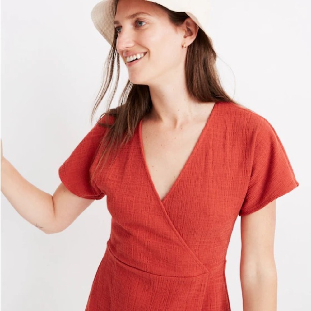 Madewell Cross-Front Flutter Sleeve Mini Dress - Spring, Vacation, Plus size XXL - Picture 2 of 10